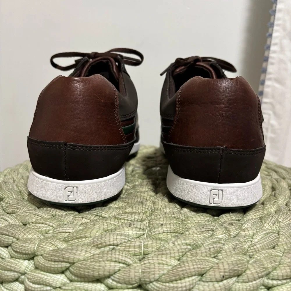 NEW FootJoy FJ Contour Casual Brown Leather Spikeless Golf Shoes Size 11.5 WIDE